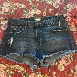 H&M Distressed High Rise Denim Cut-off Jean Shorts, Sz 8
